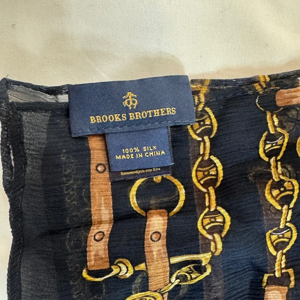 Brooks Brothers Silk Scarf Equestrian Bit Chain‎ Print Burgundy Black 24